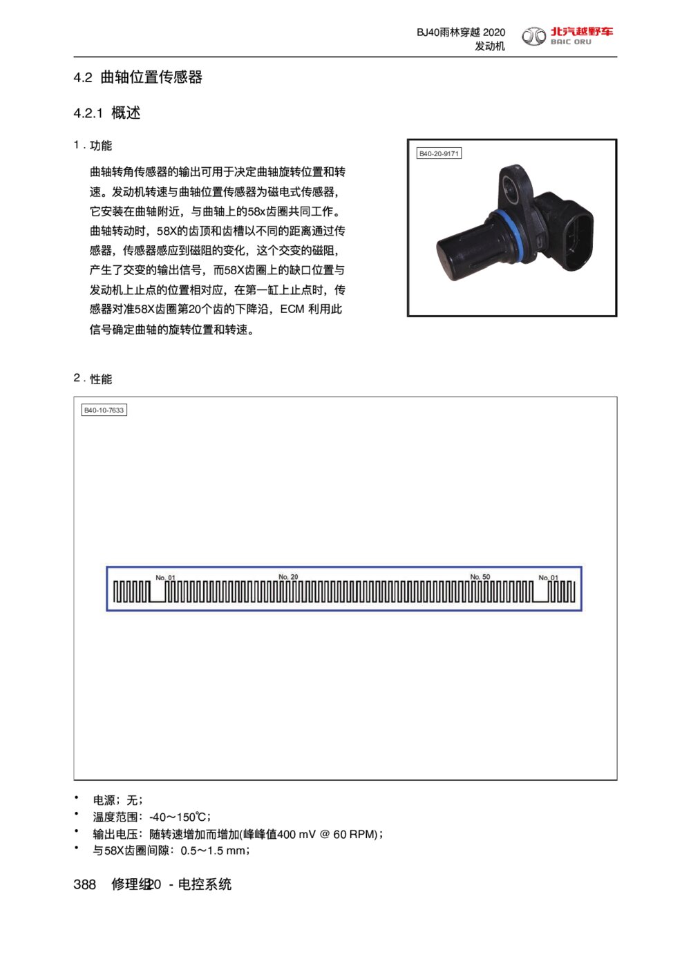 2020款北京BJ40雨林穿越版曲轴位置传感器手册1